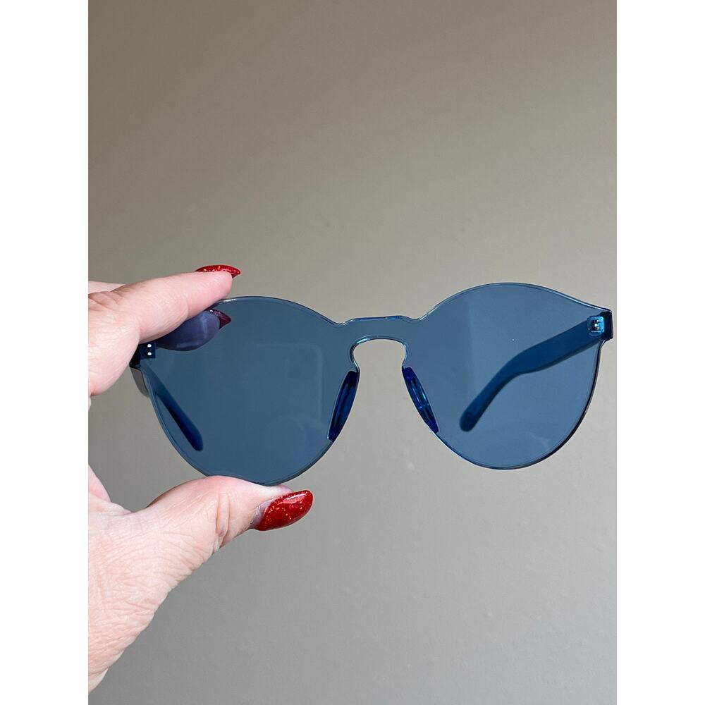 Wear Me Pro Bailey Blue Trendy Rimless Shield Sunglasses Y2K Futuristic Festival - Picture 8 of 10